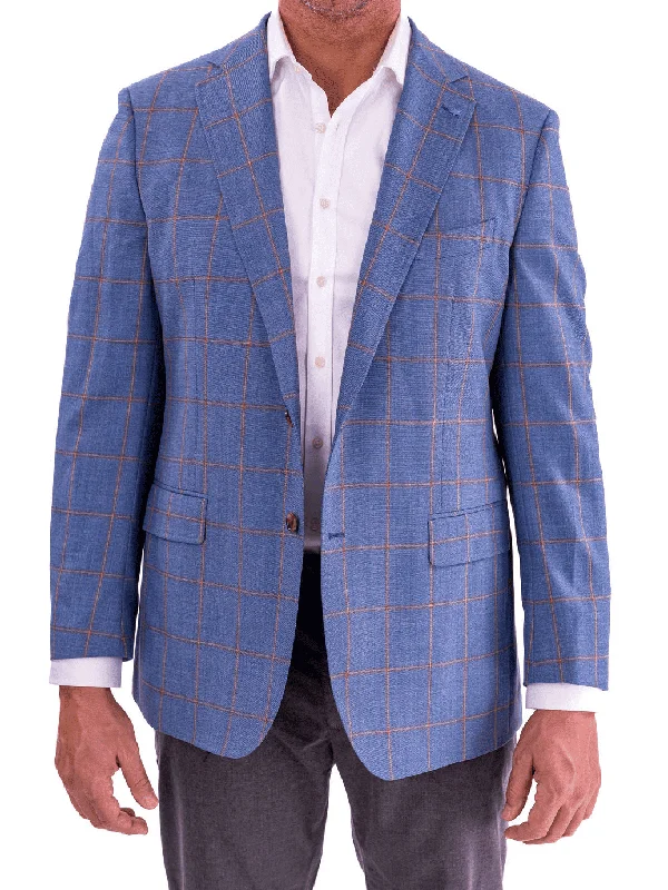 Men's Suits for Medical ProfessionsMens Blujacket Blue Plaid Regular Fit Drago Wool 1/4 Lined Blazer Sportcoat