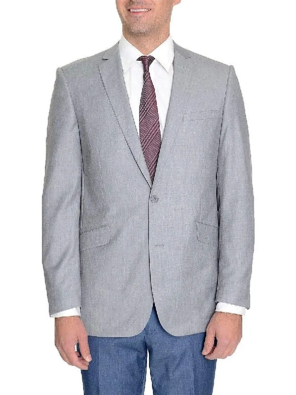 Unique Men's Made-to-Measure SuitsRaphael Mens Slim Fit Light Gray Two Button Blazer Suit Jacket