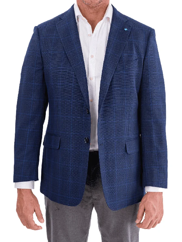 Best Men's Tailored SuitsBlujacket Mens Blue Plaid Reda Wool Regular Fit 1/4 Lined Blazer Sportcoat