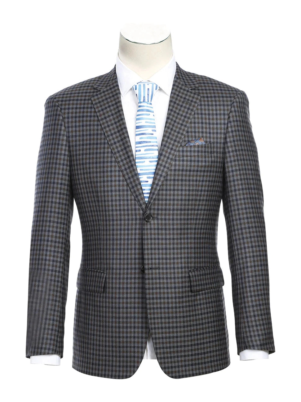 Men's Suits with Heavy-Duty ButtonsRaphael Men's Charcoal Check 100% Wool Slim Fit Blazer Sportcoat