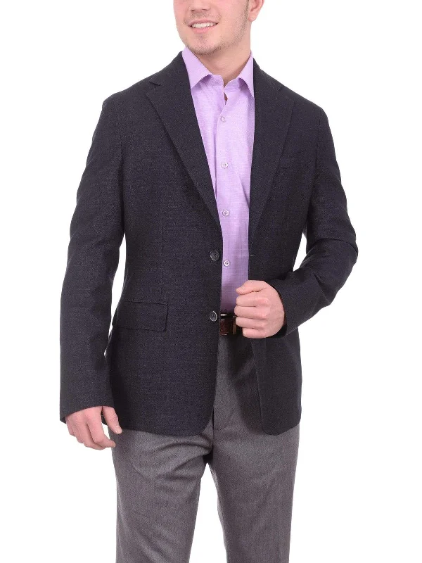 Men's Suits with Athletic FitsMens Napoli Extra Slim Fit Navy Heather Unlined Wool Blazer Sportcoat