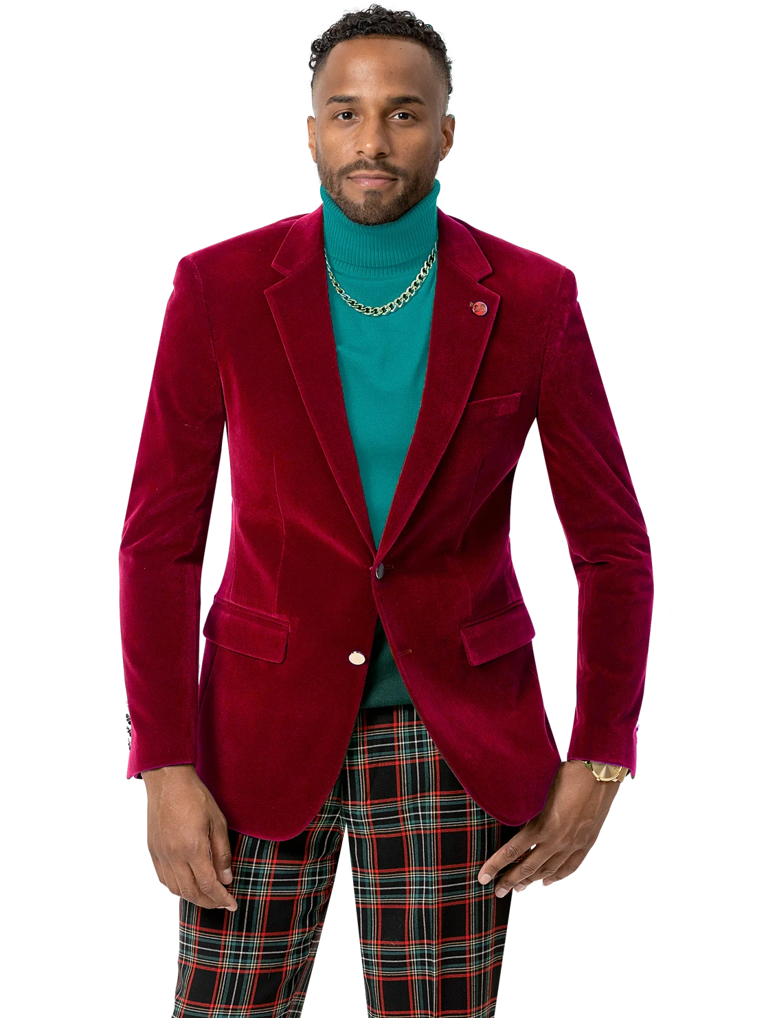 Men's Suits for Sports EventsKent & Park Men's Velvet Solid Red Classic Fit Blazer Sportcoat