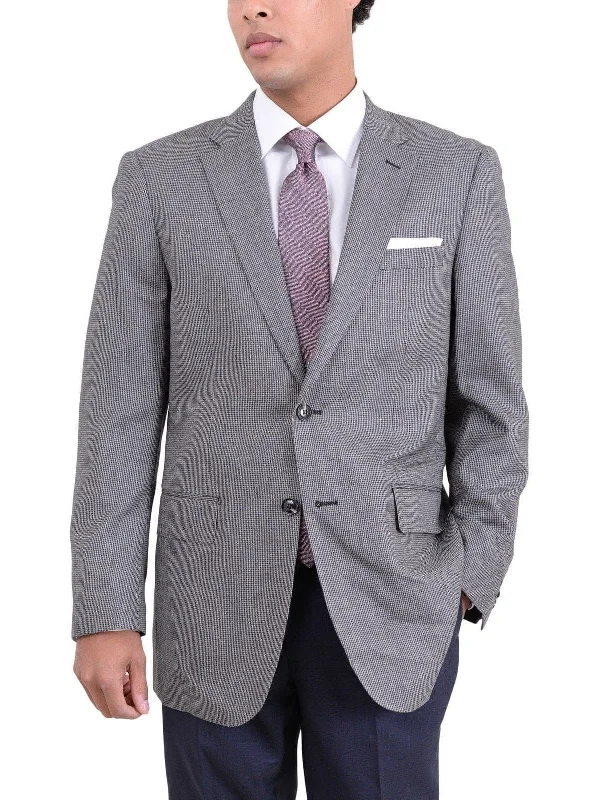 Men's Suits with Ticket PocketsArthur Black Classic Fit Gray Houndstooth Two Button Wool Blazer Sportcoat