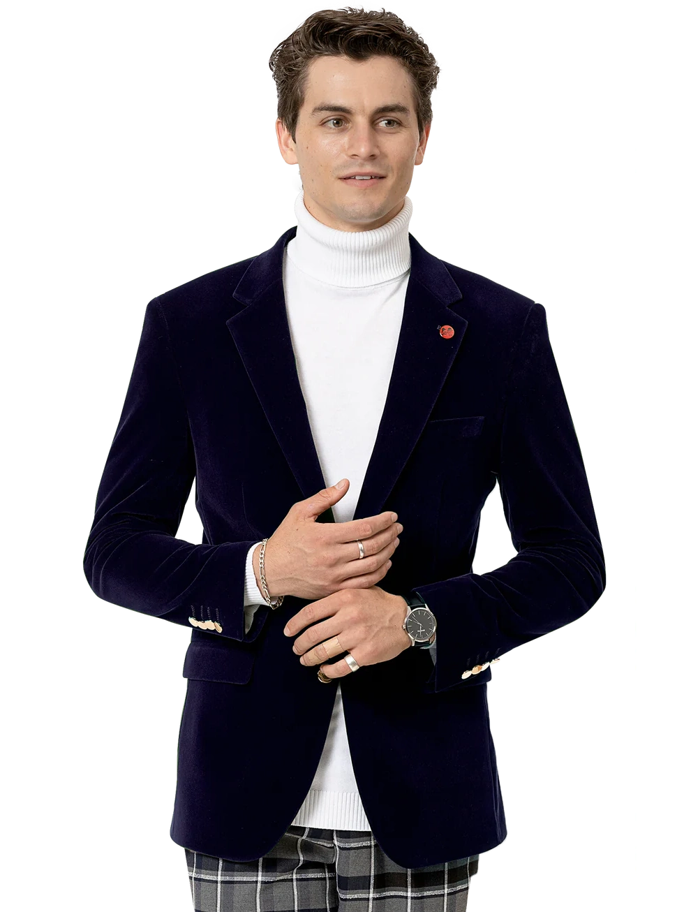 Men's Suits for Cultural FestivalsKent & Park Men's Velvet Solid Navy Blue Classic Fit Blazer Sportcoat