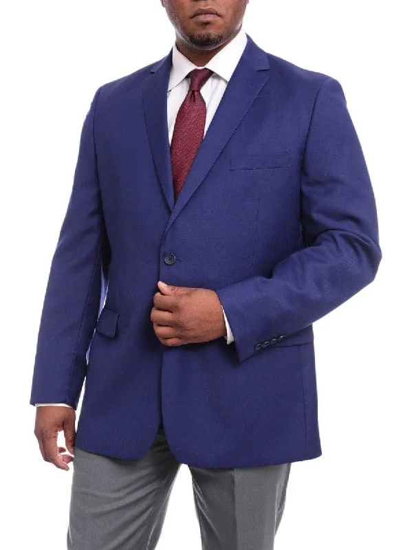 Men's Suits for Job InterviewsMens Classic Fit Solid Royal Blue Two Button Wool Blazer Sportcoat