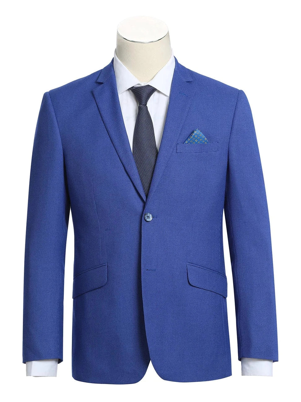 Men's Suits with Brass ButtonsRaphael Men's Blue Textured Slim Fit Blazer Sportcoat