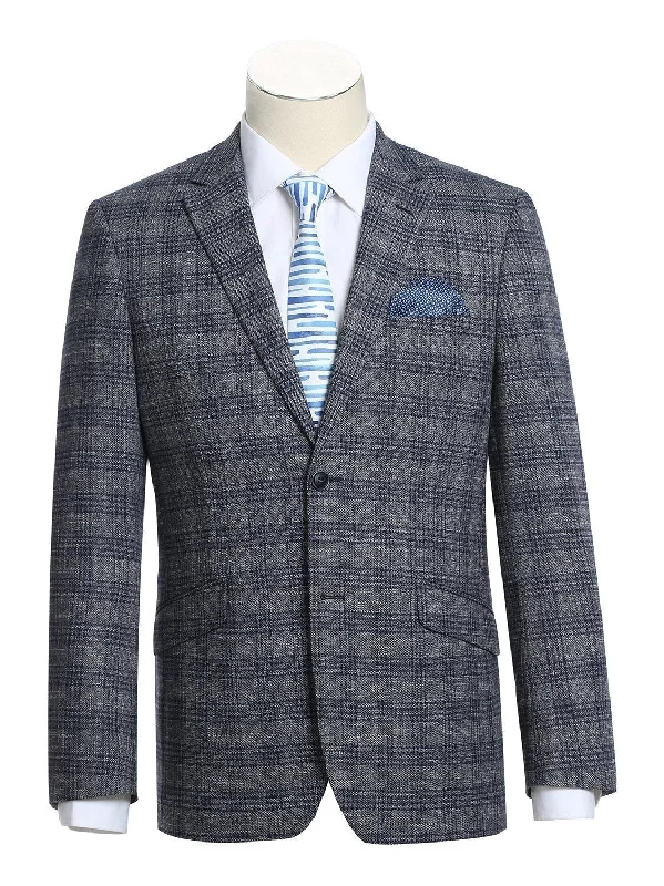 Men's Suits with Patch PocketsMen's Slim Fit Stretch Checked Blazer