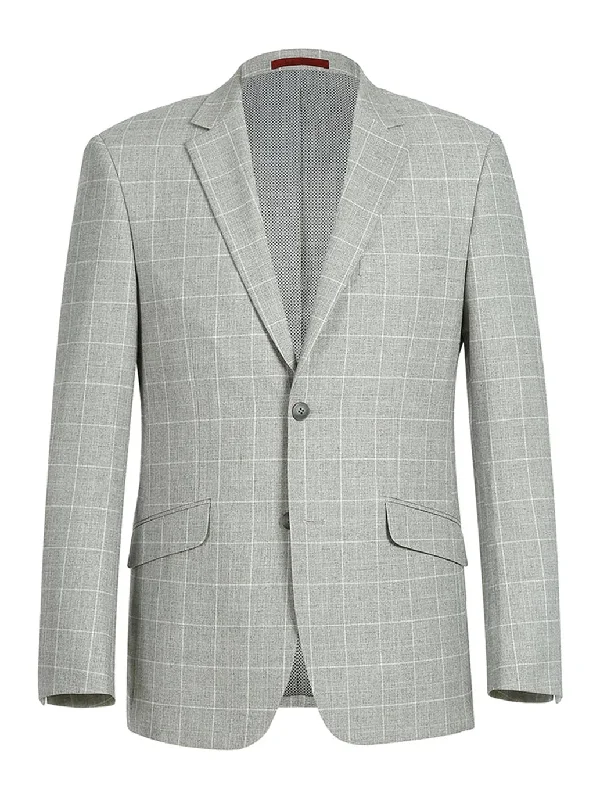 Men's Suits for LayeringRaphael Mens Gray Check Slim Fit 2 Button Stretch Blazer Sportcoat