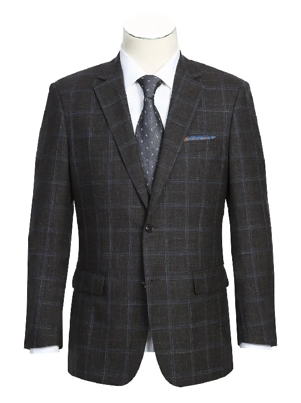 Men's Suits for Every OccasionMen's Classic Fit Wool Blend Brown Checked Blazer