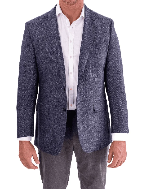 Men's Suits for Legal ProfessionsBlujacket Mens Blue Textured Classic Fit Reda Wool Blazer Sportcoat