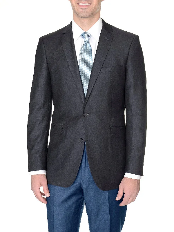 Affordable Men's SuitsLabel M Men's Classic Fit Charcoal Gray Two Button Wool Blazer Sportcoat