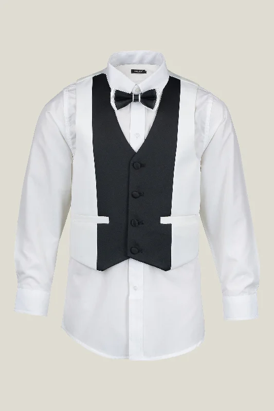 Men's Suits with Single VentsBoys Off White/Black Vest