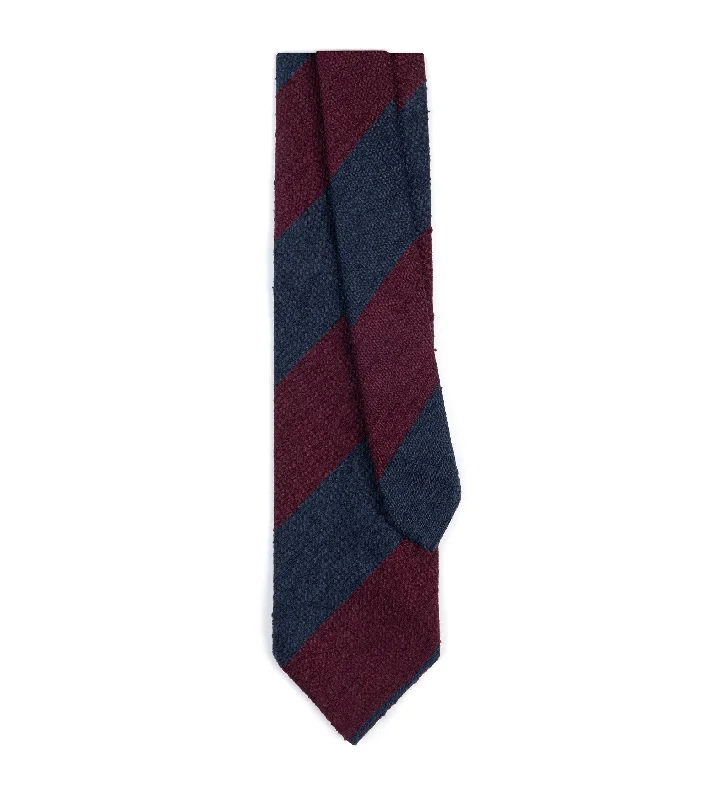 Warm Men's Wool-Blend SuitsBigi Shantung Silk Wide Stripe Tie: Navy/Burgundy