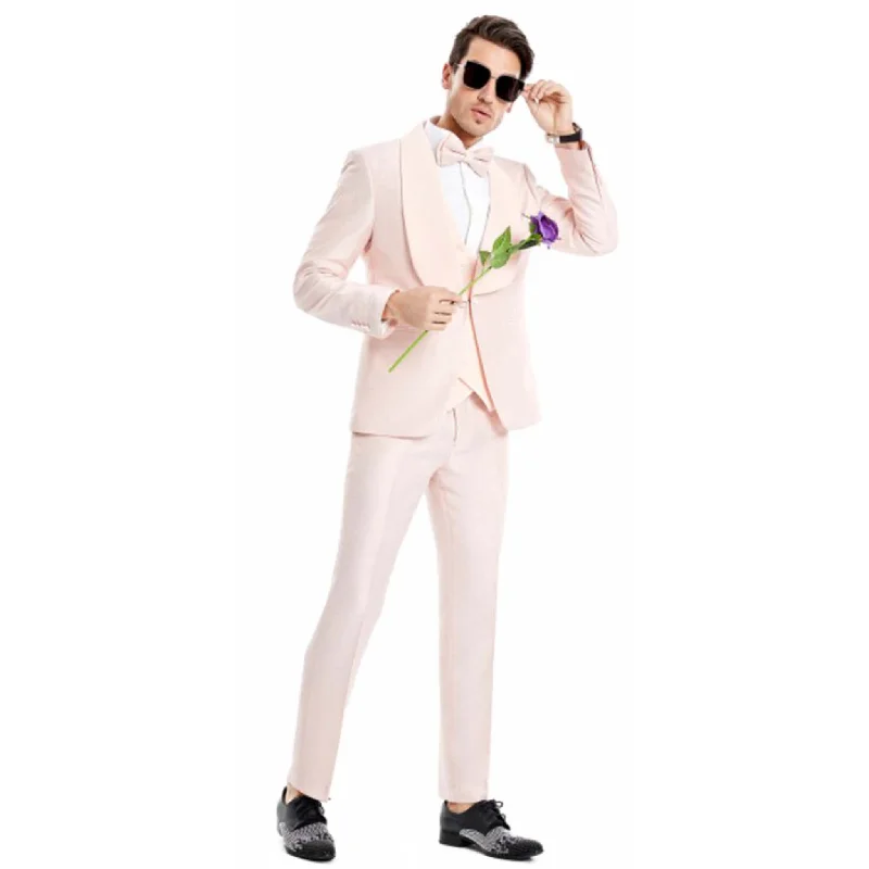 Men's Suits with Flat-Front TrousersBlush Slim Fit Vested Suit