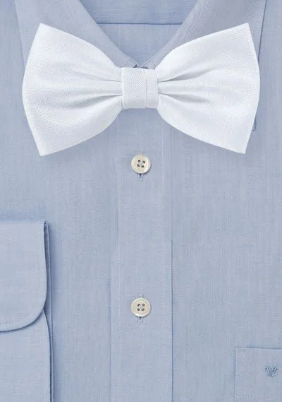 Weather-Ready Men's Water-Resistant SuitsWhite Herringbone Bowtie