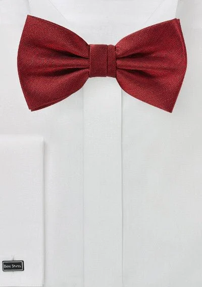 Functional Men's Travel SuitsCherry Red Herringbone Bowtie