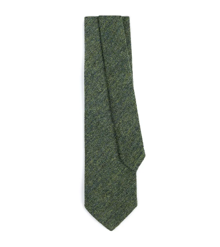 Men's Suits with Ventless JacketsBigi Shetland Wool Herringbone Tie: Green