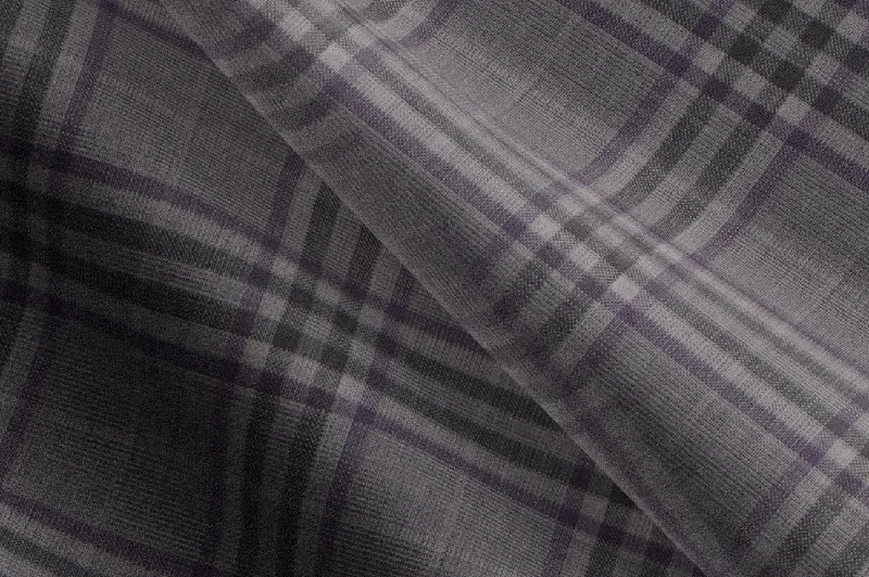 Men's Suits with Cotton LiningsMade to Measure Silver/Aubergine Plaid Blazer