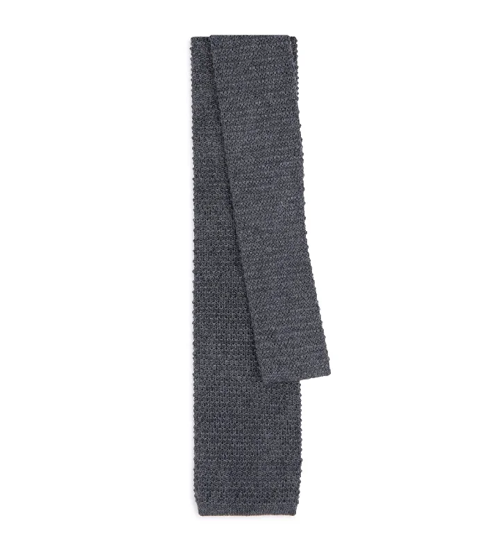 Men's Suits with Side-Adjustable Trouser WaistsBigi Wool Knit Tie: Grey