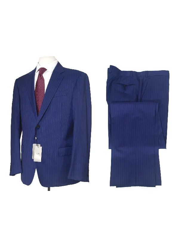 Men's Suits for Financial ServicesArmani Collezioni G-Line 42S Blue Pinstripe 100% Wool Slim Fit 2 Piece Suit