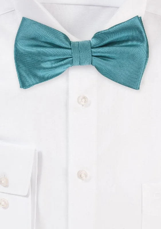 Men's Suits with Plain-Front Trouser WaistsTeal Solid Bowtie