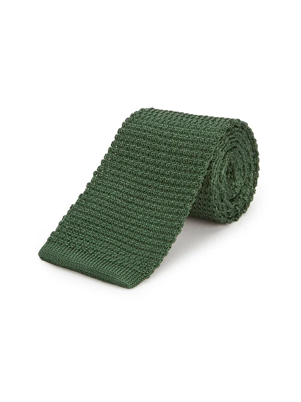 Practical Men's Machine-Washable SuitsPure Silk Knitted Tie - Green