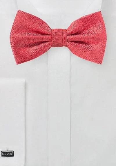 High-Quality Men's Custom SuitsValentine  Red Herringbone Bowtie