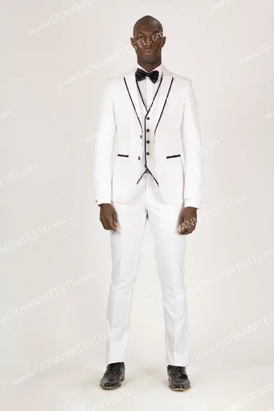 Men's Suits with Full-Canvas ConstructionsFabio Fabrinni 2 Button 3 Piece White Slim Fit Suit FF2NAV-1230 WHITE