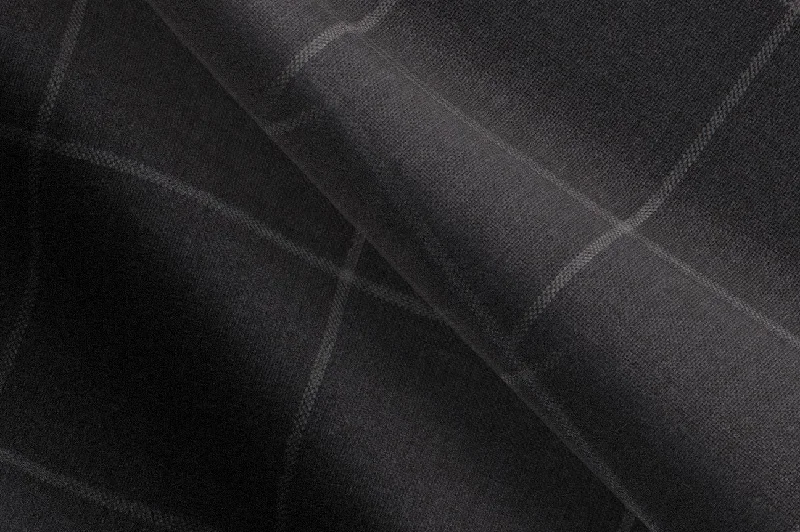 Men's Suits with Shawl LapelsMade to Measure Dark Grey Large Chalk Windowpane Trouser