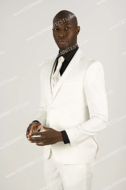 Men's Suits with Athletic Fits2 Button Shawl Lapel Ivory Slim Fit Suit FF2SSX+V-1230