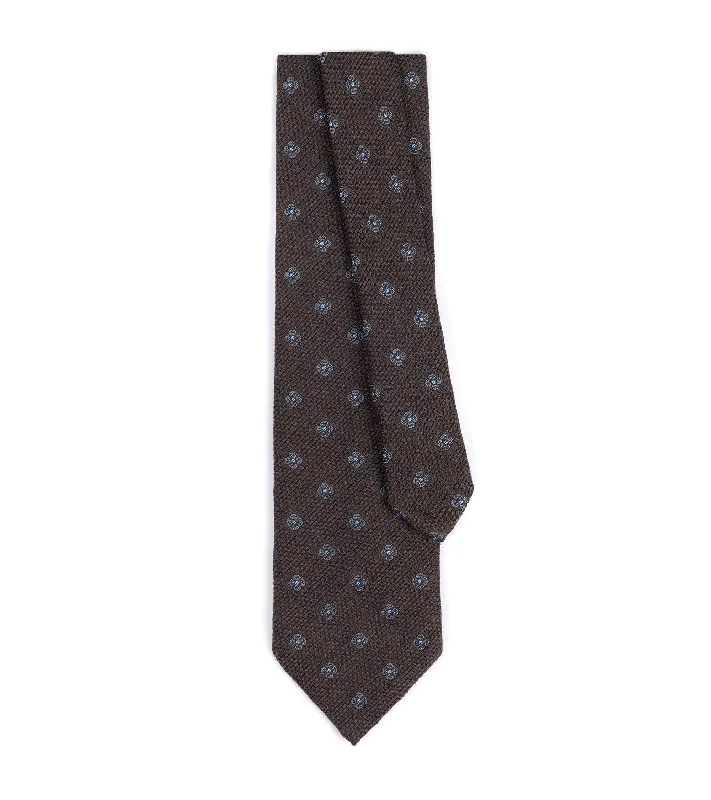 Men's Suits for Tall MenBigi Wool Silk Motif Grenadine Tie: Brown