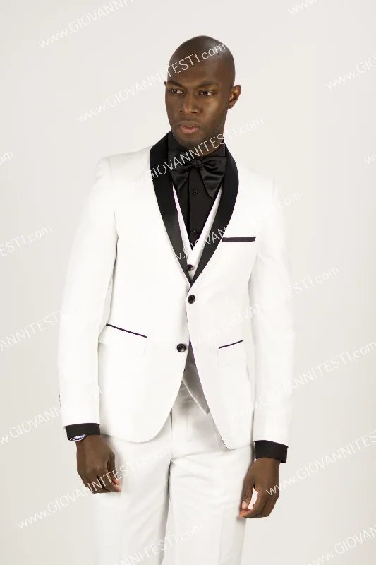 Men's Suits for Weddings2 Button Shawl Lapel White Slim Fit Suit FF2SSX+V-1230