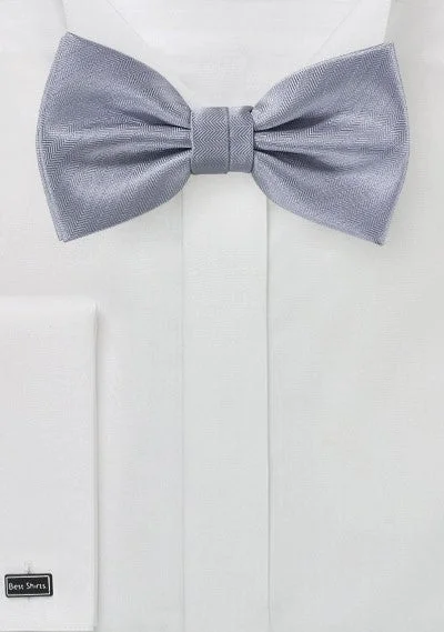 Warm Men's Wool-Blend SuitsSilver Herringbone Bowtie