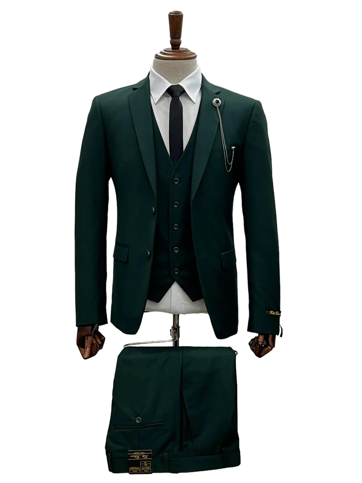 Luxurious Men's Silk-Lined Suits2 Button Notch Lapel Hunter Green Slim Fit Suit FF2SV-4030