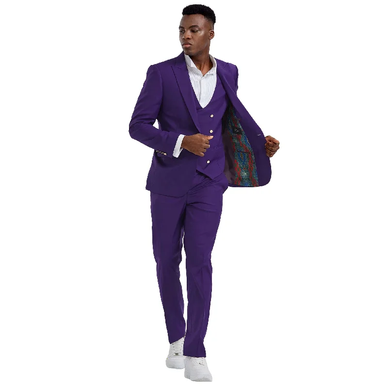 Men's Suits for Tall MenTazio Slim Fit Purple 3pc Suit