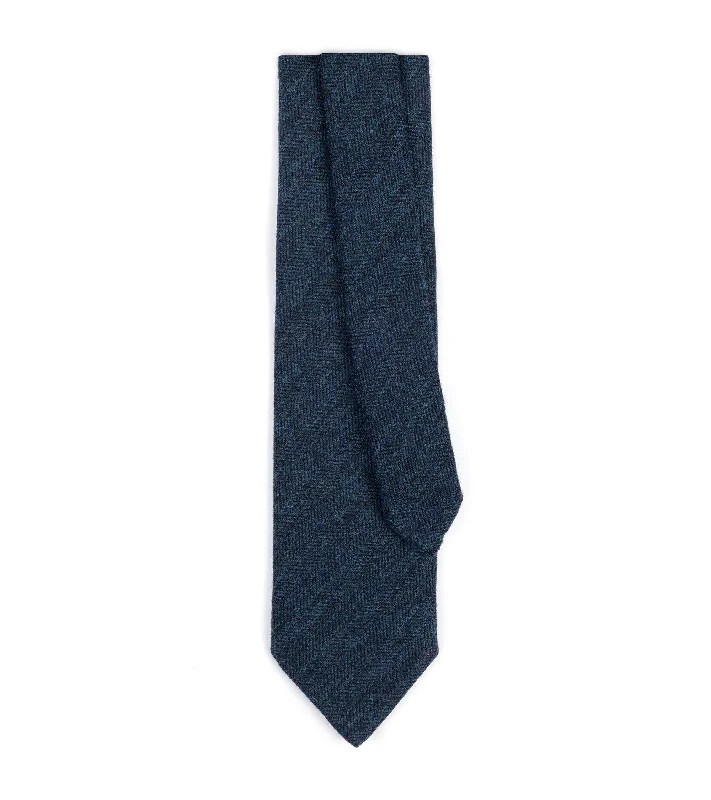 Men's Suits with Structured JacketsBigi Shetland Wool Herringbone Tie: Navy