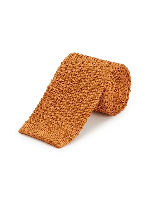 Men's Suits with Relaxed FitsPure Silk Knitted Tie - Orange