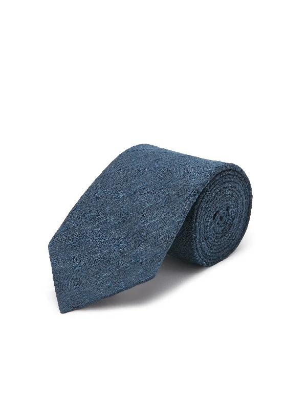 Men's Suits with Ticket PocketsPure Silk Shantung Tie - Blue