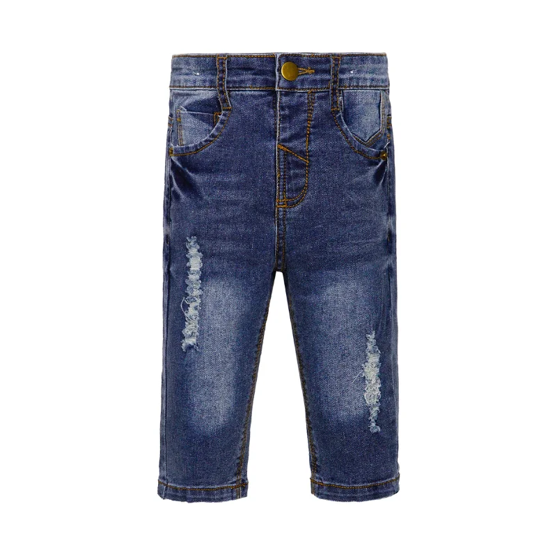 Modern Men's JeansKids Jeans D Ring Elastic Ripped Denim Pants