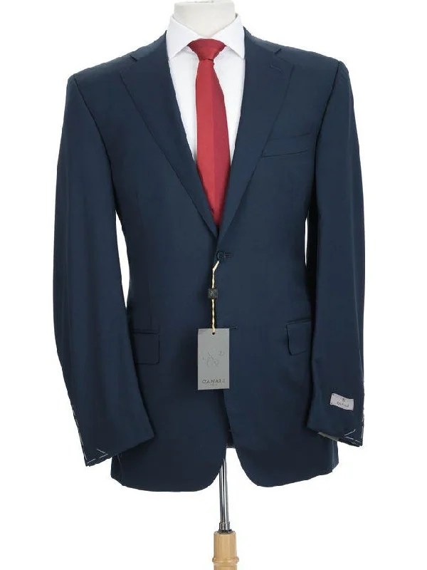 Men's Suits for LayeringCanali Mens Solid Navy Blue 42L Drop 7 Modern Fit 100% Wool 2 Piece Suit