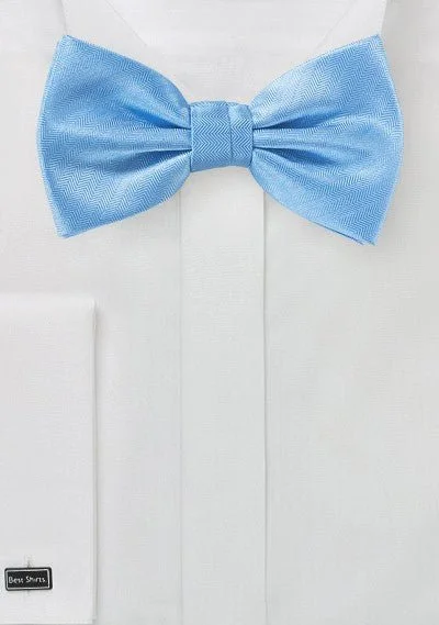 Men's Suits with Plastic ButtonsSky Blue Herringbone Bowtie