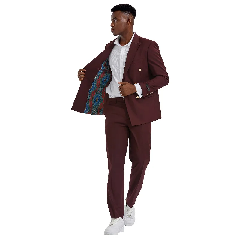 Men's Suits for Skinny MenTazio Slim Fit Burgundy D.B. Suit