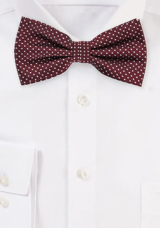 Men's Suits with Hidden PocketsBurgundy Pin Dot Bowtie