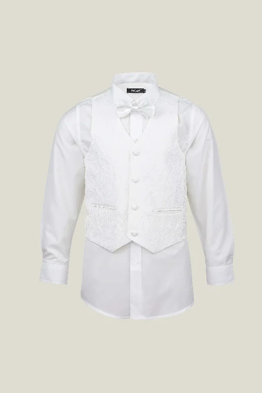 Men's Suits for Cocktail PartiesBoys Off White Embroidery Vest