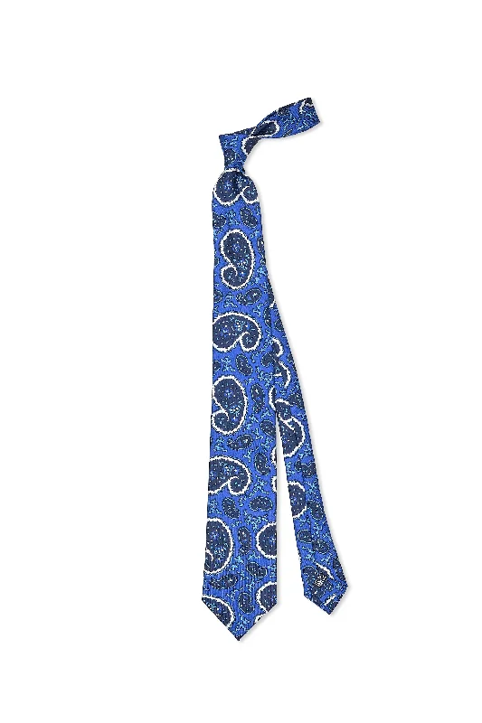 Men's Suits with Full-Canvas ConstructionsDrake's Blue with White Paisley Silk Tie