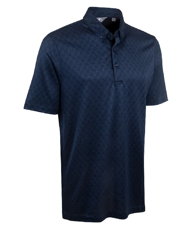 Elegant Men's Dress ShirtsHeritage Avellino Tonal Checkered Jacquard Italian Cotton/Silk Blend Short-Sleeve Polo