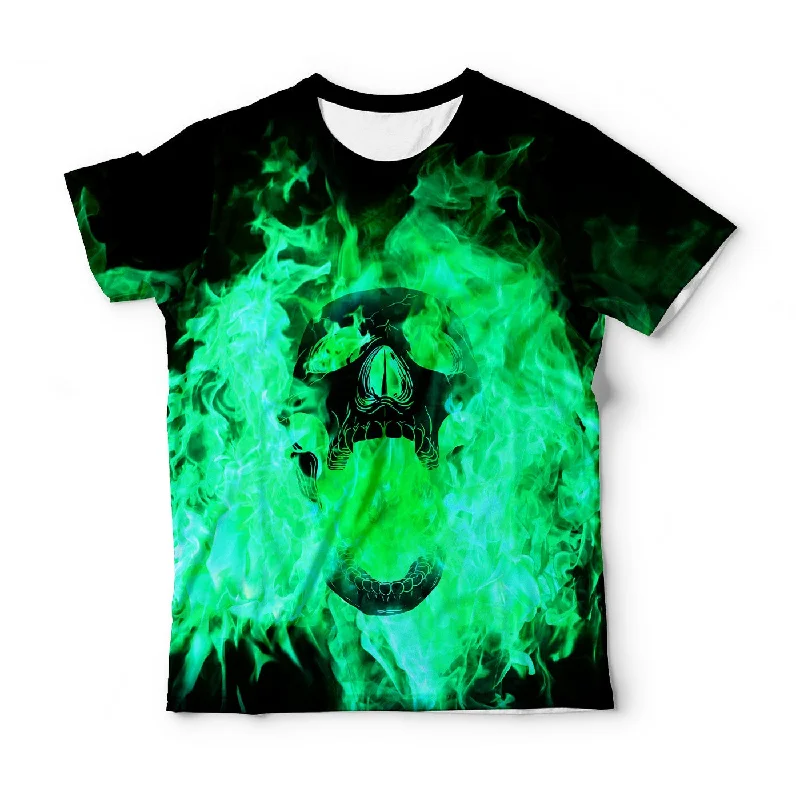 Men's Shirts with Contrast StitchingBurning Skull T-Shirt