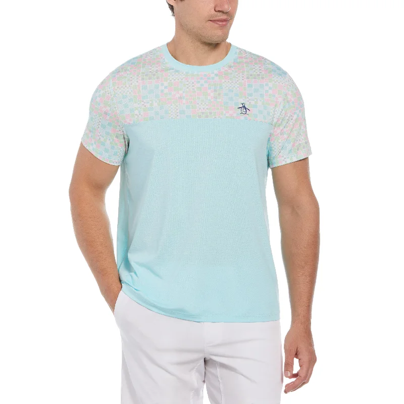 Men's Shirts with Appliqué DetailsCheckerboard Block Performance Tennis Tee