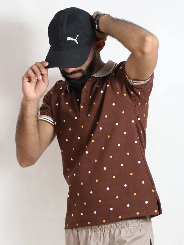 Men's Shirts with Snap ButtonsHG Men's Polo T-Shirt Brown 12