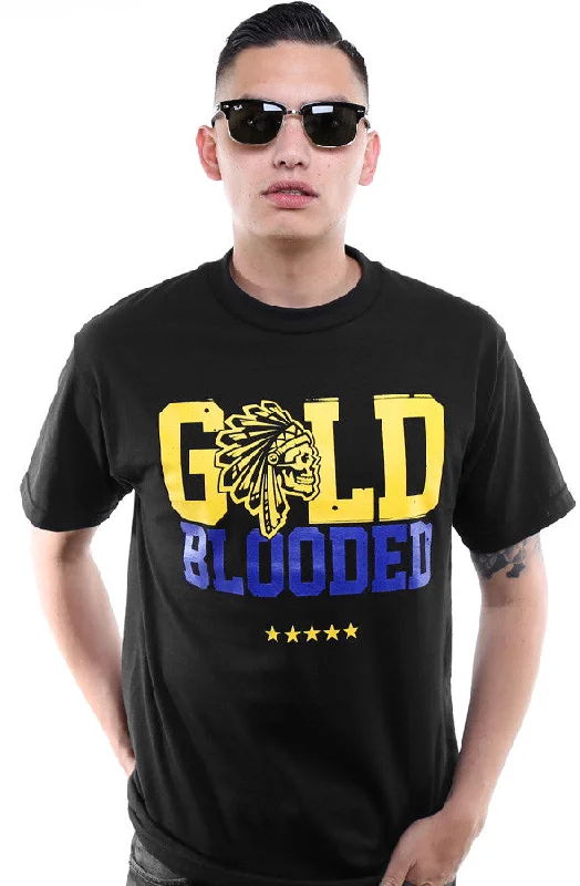 Men's Shirts with Logo EmbossmentsSAVS x Adapt :: Gold Blooded Chiefs (Men's Black/Royal Tee)